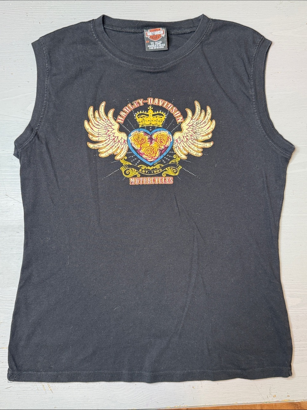 Vintage y2k Harley-Davidson winged heart tank thunderbird muscle tank